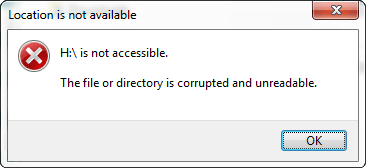 Hard disk recovery: H:\ is not accessible: The file or directory is corrupted and unreadable